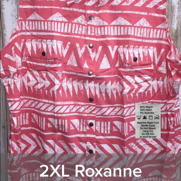 LuLaRoe Roxanne Snap Tank Sleeveless Salmon Aztec 2XL NWT - Picture 1 of 7